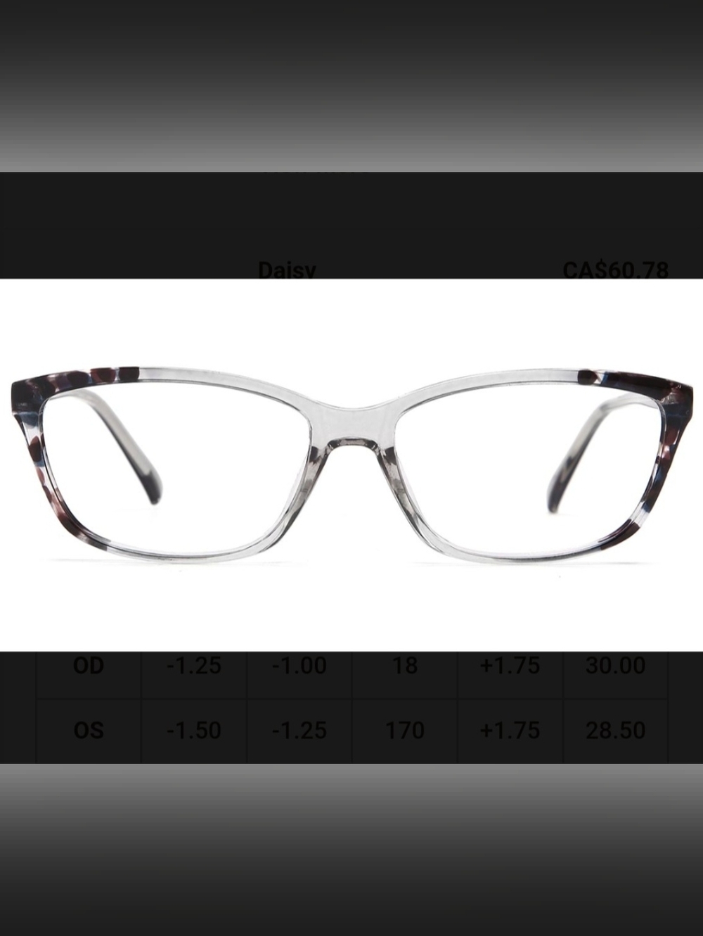 Translucent Gray and Black Women’s Rectangular Small Eyeglasses Frame